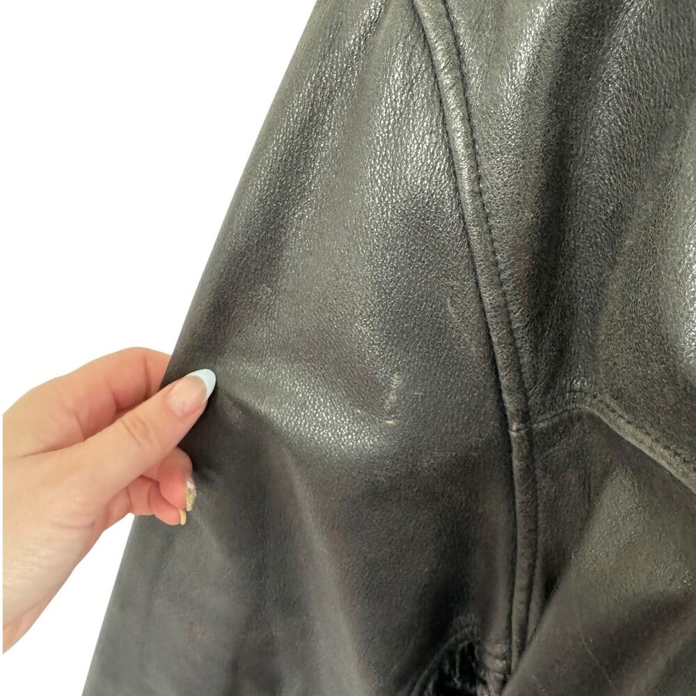 Vintage‎ Dockers Black Zip Front Leather Jacket Large / XL 90s Y2K Oversized - Picture 13 of 16